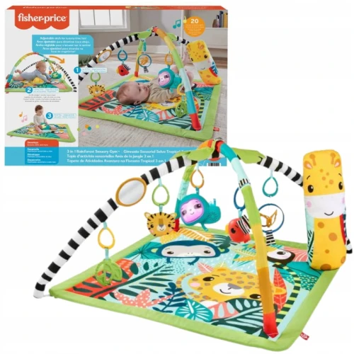 FISHER PRICE MATA EDUKACYJNA SENSORYCZNA DO ZABAWY LAS TROPIKALNY 3W1 0+