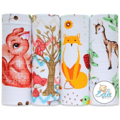 Ega Kids Zestaw Pieluszki Tetrowe Wzorzyste 4 szt. 70/80 cm Lux