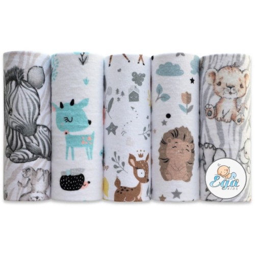 Ega Kids Zestaw Pieluszki Drukowane Flanelowe 5 szt. 70 x 80 cm