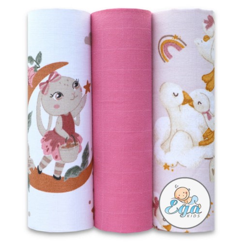 Ega Kids Pieluszki Muślinowe 3 szt. Zestaw 60 x 80 cm