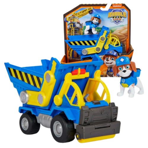 Psi Patrol Rubble & Crew Rubble I Jego Ekipa Zestaw Pojazd Budowlany Wywrotka + Figurka Wheeler