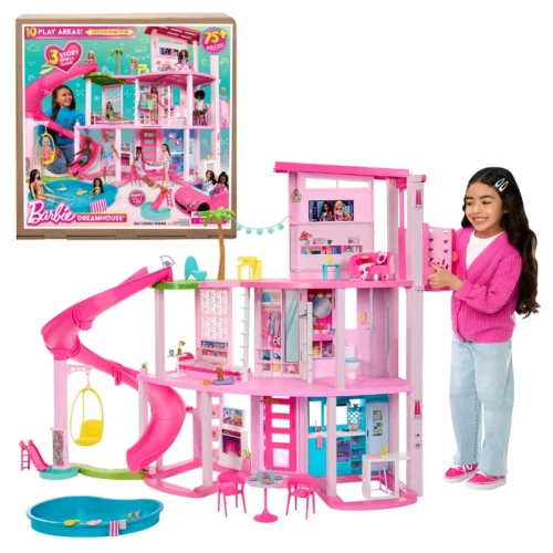 Barbie Dreamhouse Dom Marzeń Mega Domek Dla Lalek 3-Poziomowy Z Akcesoriami 