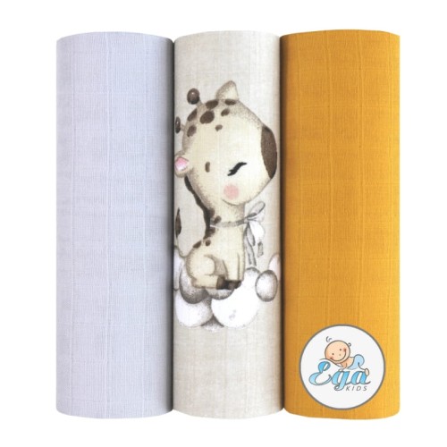 Ega Kids Pieluszki Muślinowe 3 szt. Zestaw 60 x 80 cm