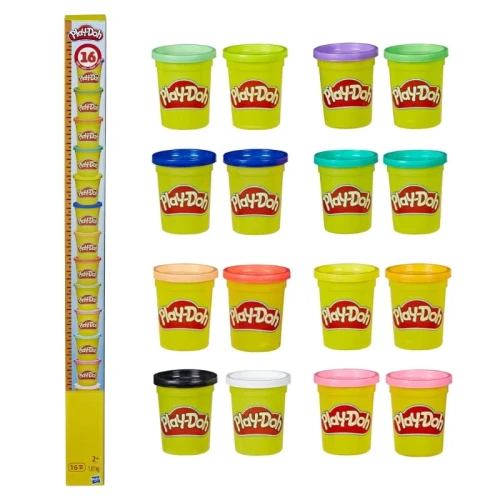 Play-Doh Ciastolina 16 Kolorowych Tub  Duży Zestaw 16 Sztuk 2+