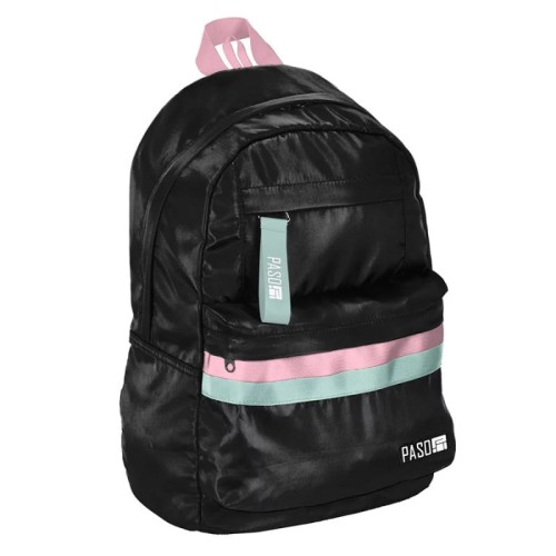 Paso Plecak Szkolny Młodzieżowy 1 Komorowy Czarno-Różowo-Miętowy