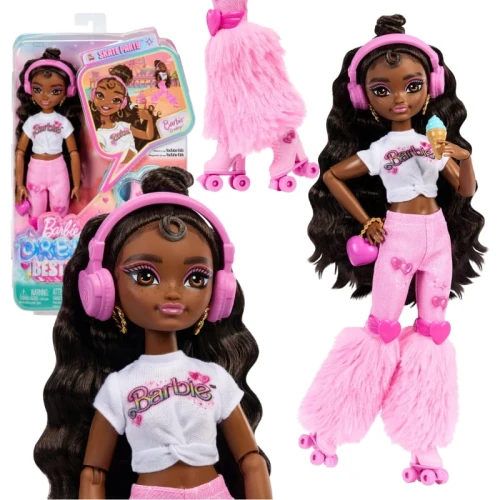 Barbie Dream Besties Brooklyn Lalka Na Wrotkach + Akcesoria 4+