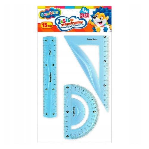 Bambino Zestaw Geometryczny Szkolny Flexi Do Szkoły 3 El. Linijka 15cm Ekierka Kątomierz