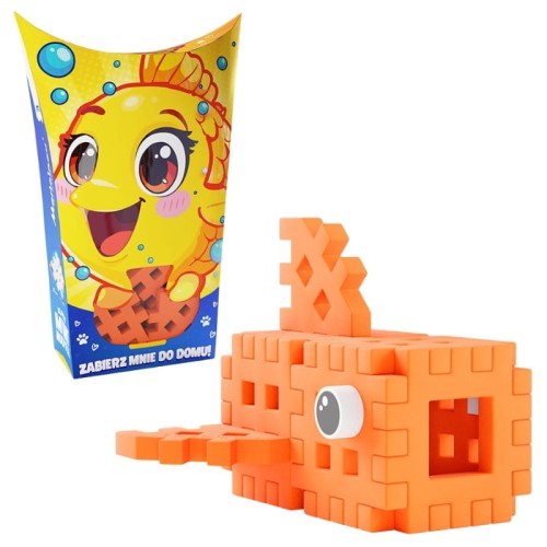 Marioinex Klocki Mini Waffle Małe Zwierzęta Konstrukcyjne Kieszonkowe Pocket Pets Rybka 16 El. 3+