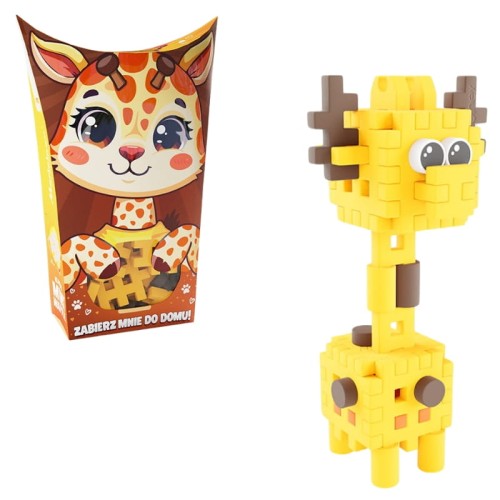 Marioinex Klocki Mini Waffle Małe Zwierzęta Konstrukcyjne Kieszonkowe Pocket Pets Żyrafa 35 El. 3+