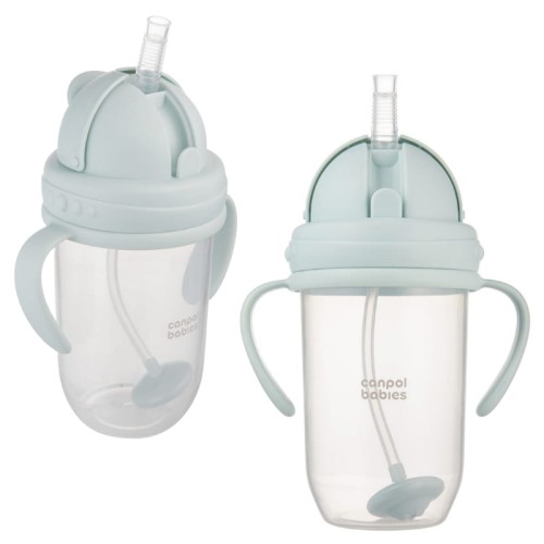 Canpol Babies Kubek Niekapek Kubeczek Z Rurką I Odważnikiem Zielony 270ml 6m+