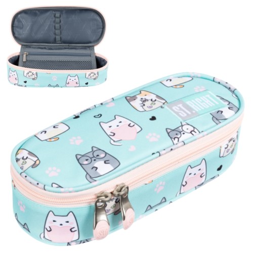 St. Right Piórnik Szkolny Saszetka Usztywniona Z Wewnętrzną Klapką Etui Na Przybory Szkolne Charming Cats