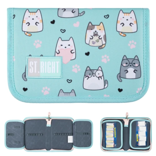 St. Right Piórnik Szkolny Dwuklapkowy Etui Na Przybory Szkolne Charming Cats