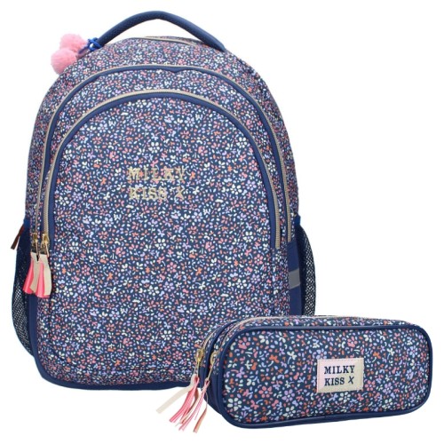 Zestaw Vadobag Plecak Szkolny + Piórnik Dwukomorowy Bez Wyposażenia Milky Kiss Floral Kwiatki