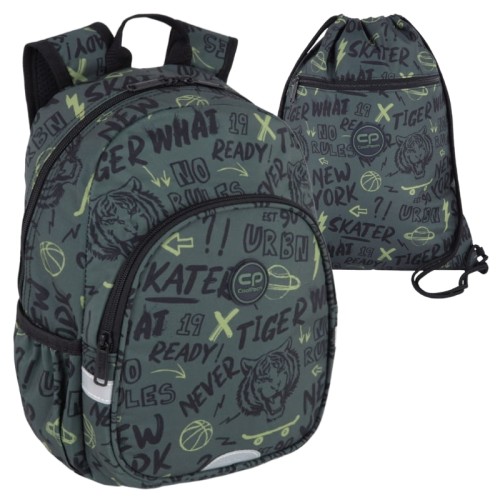 Coolpack Zestaw Przedszkolny Szkolny Plecak Toby Mały Worek Na Buty Obuwie Vert Tiger