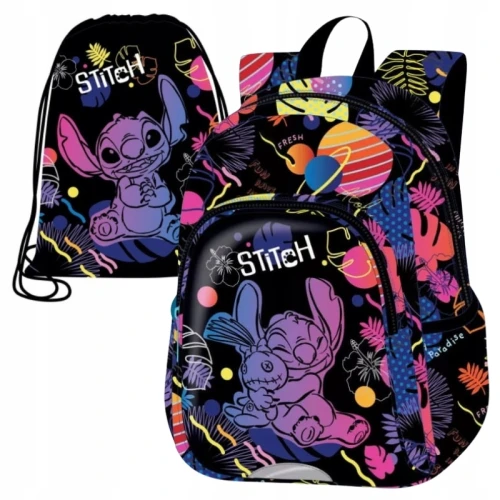 Zestaw Coolpack Plecak Toby Dziecięcy + Worek Na Obuwie Beta Stitch Disney Black