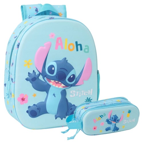 Zestaw Safta Plecak Dziecięcy 3D + Piórnik 3D Dwukomorowy Bez Wyposażenia Stitch