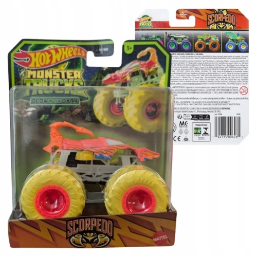 Hot Wheels Monster Trucks Glow In The Dark Scorpedo Pojazd Autko Świecący W Ciemności 