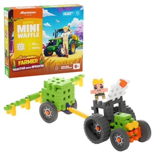 Marioinex Mini Waffle Klocki Konstrukcyjne Farmer Traktor Z Opryskiwaczem 50 Elementów
