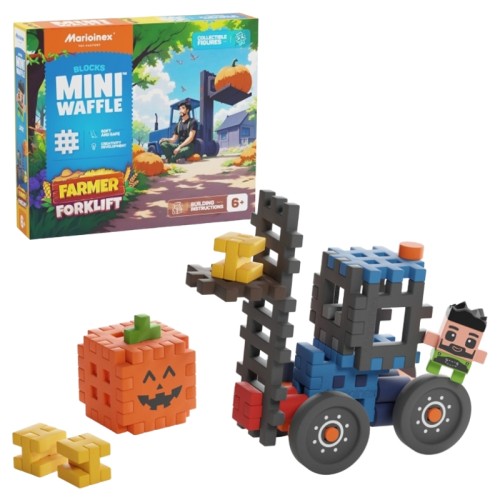 Marioinex Mini Waffle Klocki Konstrukcyjne Farmer Wózek Widłowy 50 Elementów