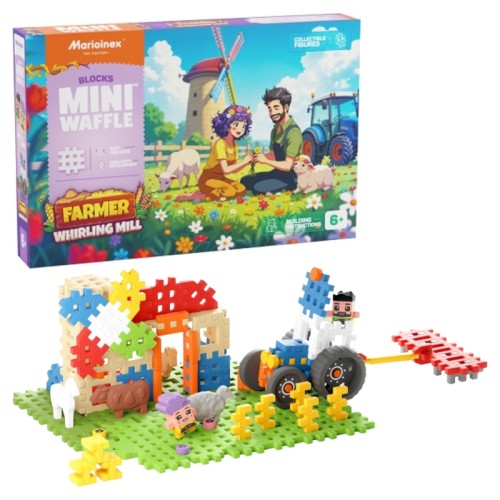 Marioinex Mini Waffle Klocki Konstrukcyjne Farmer Zakręcony Młyn 100 Elementów
