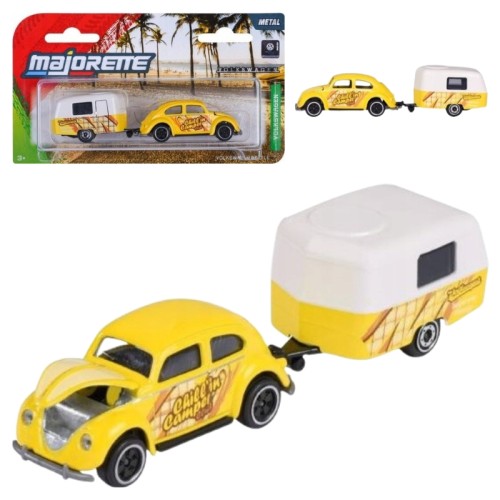 Majorette Pojazd Samochód Kolekcjonerski Volkswagen Beetle Z Przyczepą Żółty