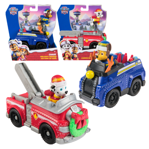 Zestaw Świąteczny Psi Patrol Pojazd Z Figurką Wóz Strażacki Marshall + Radiowóz Chase