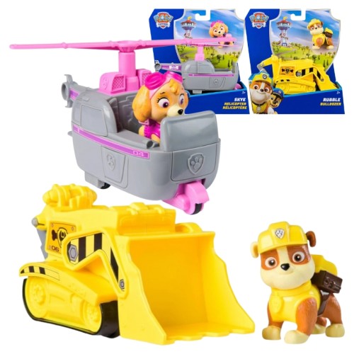 Zestaw Psi Patrol Pojazd Podstawowy + Figurka: Rubble i Skye