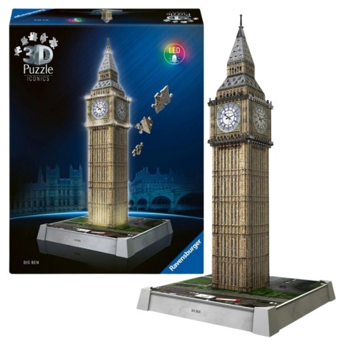 Ravensburger Puzzle 3D Big Ben Iconics LED Londyn Wieża Budowla Przestrzenna Model 8+