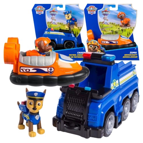 Zestaw Psi Patrol Pojazd Podstawowy + Figurka: Chase i Zuma