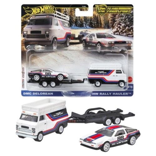 OUTLET! Hot Wheels Premium Car Culture Transport Zestaw 2 Pojazdów Autka Samochodziki DMC Delorean & HW Rally Hauler #78