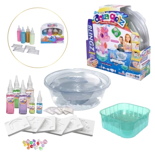 Aqua Gelz Blingz Cyrkonie Zestaw Kreatywny 3D Figurki Żel Cyrkonie + Zestaw Uzupełniający GRATIS 8+