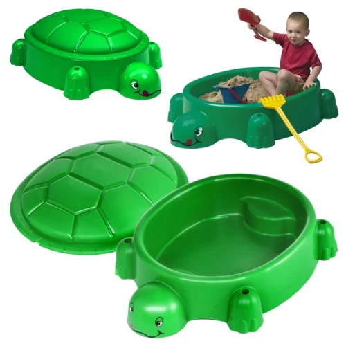 Paradiso Toys Piaskownica Plastikowa Zamykana Z Pokrywą 2w1 Basen Basenik Dla Dzieci Żółw Żółwik