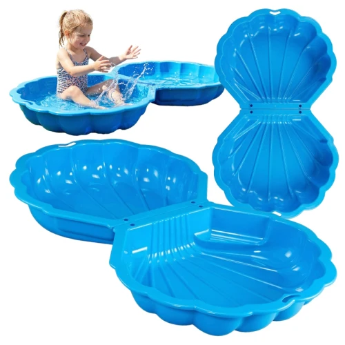 Paradiso Toys Piaskownica Plastikowa Zamykana Z Pokrywą 2w1 Basen Basenik Dla Dzieci Shell Muszla Muszelka Niebieska Maxi