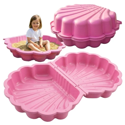 Paradiso Toys Piaskownica Plastikowa Zamykana Z Pokrywą 2w1 Basen Basenik Dla Dzieci Shell Muszla Muszelka Różowa
