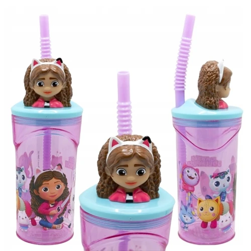 Stor Koci Domek Gabi Kubek Ze Słomką Z Figurką 3D Bidon Dla Dzieci 360ml