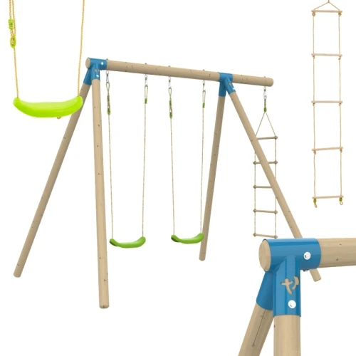 Tp Toys Huśtawka Ogrodowa Podwójna Wolnostojąca Dla Dzieci Do Ogrodu Z Drabinką Wspinaczkową