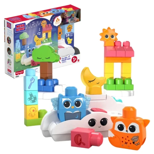 Zestaw Klocków 2w1 Interaktywna Lampka Dzień/Noc W Blasku Księżyca I Słoneczka Fisher-Price Mega Bloks