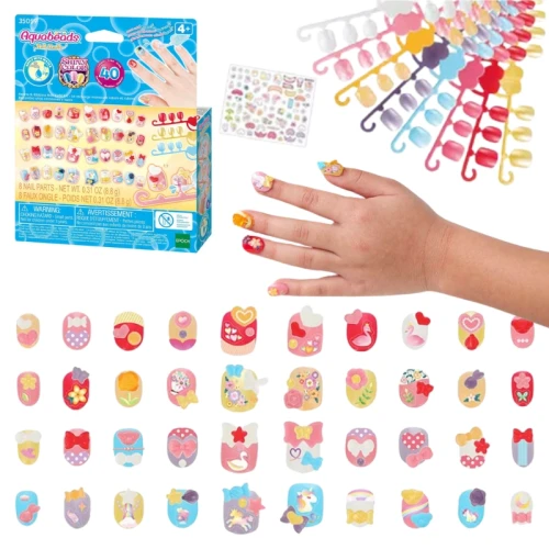Aquabeads Serduszka i Wstążki - Zestaw Uzupełniający Do Manicure Paznokci Dla Dzieci