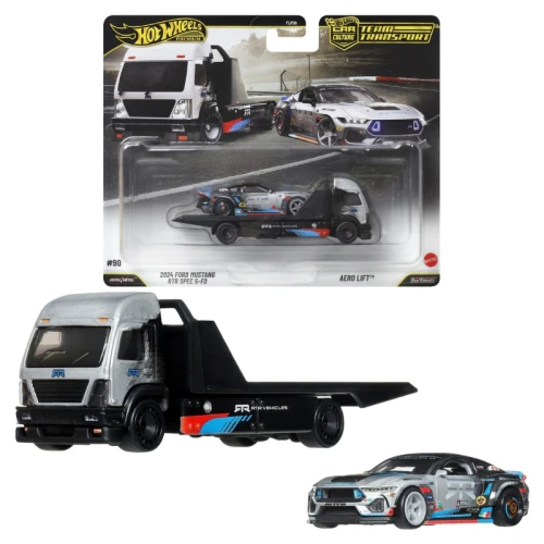 Hot Wheels Premium Team Transport Zestaw Dwupak Autek Pojazdów 2024 Ford Mustang RTR Spec 5-FD & Aero Lift 1:64 JHX92