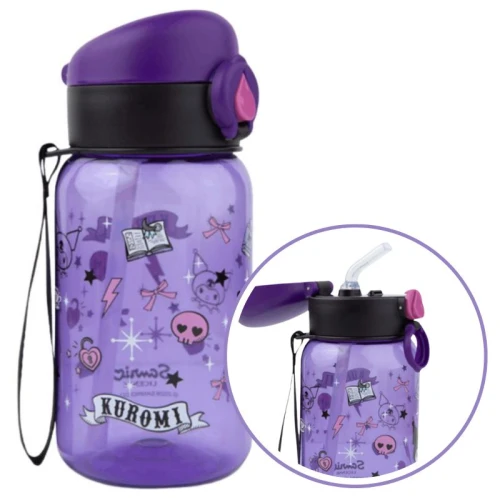 Kuromi Hugo Bidon Coolpack dla dzieci 500 ml Fioletowa Butelka ze słomką kubek 