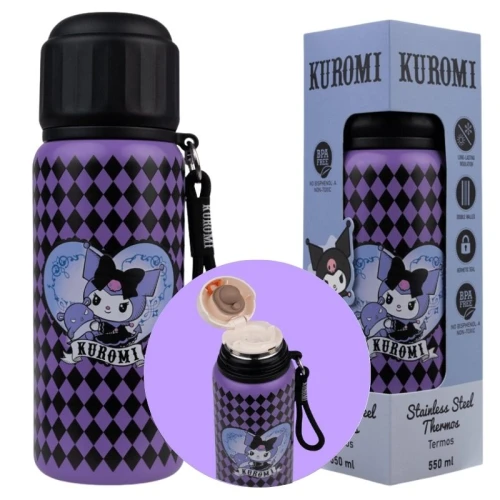 Kuromi Bidon metalowy Coolpack Termos dla dzieci Butelka termiczna Fioletowa 550 ml