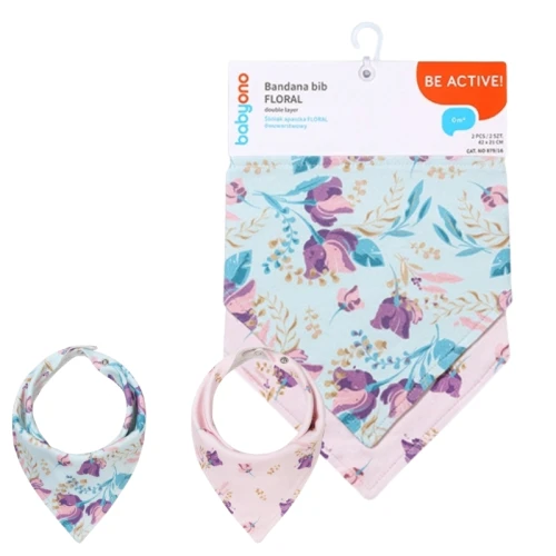 Babyono Śliniak Dwuwarstwowy Apaszka Ochronna Do Jedzenia Floral 0m+