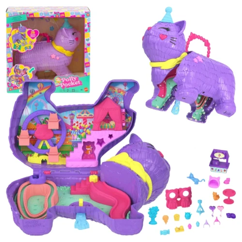 Polly Pocket Zestaw W Walizce Celebration Kitty Piniata Kotek + Akcesoria 4+