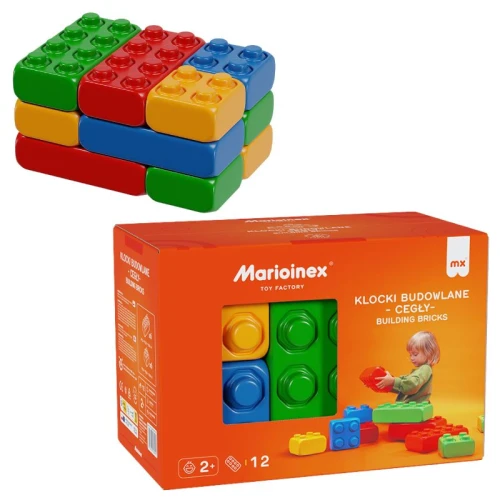 Marioinex Klocki Budowlane Cegły XXL Duże Konstrukcyjne Gigant 12 Elementów