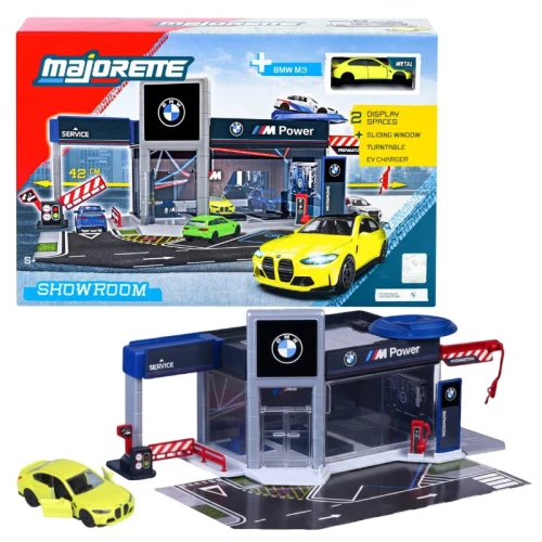 Majorette Garaż Showroom BMW Zestaw Salon Samochodowy + Samochodzik Pojazd Autko