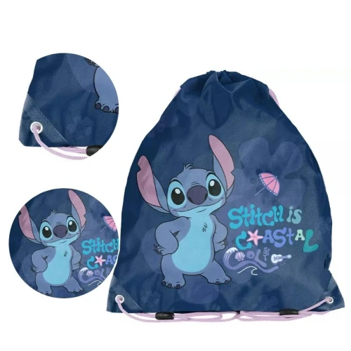 Paso Worek Sportowy Na Obuwie WF Basen Plecak Podróżny Kompaktowy Szkolny Stitch Coastal Cool