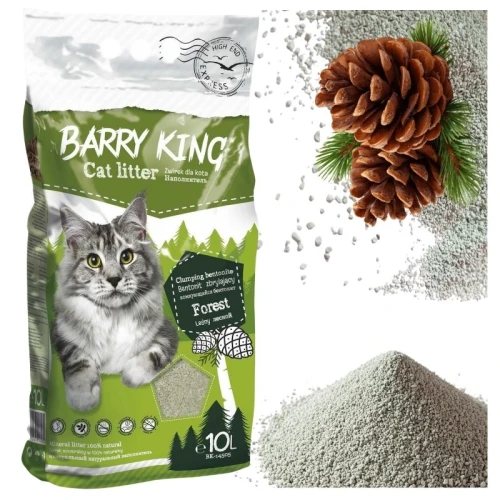 Żwirek Bentonitowy Barry King Dla Kota Zbrylający Naturalny 10l Bezpyłowy Leśny
