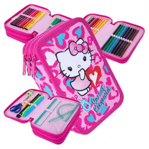 Piórnik Szkolny Hello Kitty Coolpack Jumper 3 Z Pełnym Wyposażeniem Trzykomorowy Rozkładany Do Szkoły