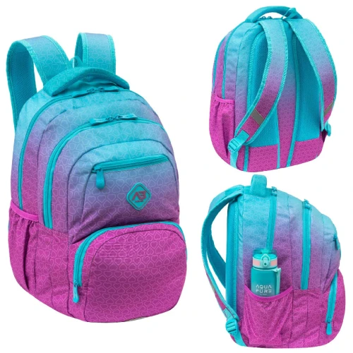 Astrabag Plecak Szkolny Trzykomorowy Pojemny Odblaski Lekki Hexagon Ombre Miętowy