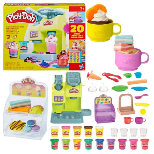 Play-Doh Kitchen Creations Ciastolina Masa Plastyczna Seria Kuchenna Zestaw Tęczowa Kawiarnia Akcesoria 3+